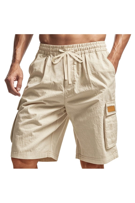 Men's Cargo Shorts Elastic Waist Breathable Comfy Bermuda Shorts with Pockets Outdoor Casual Fishing Hiking Shorts