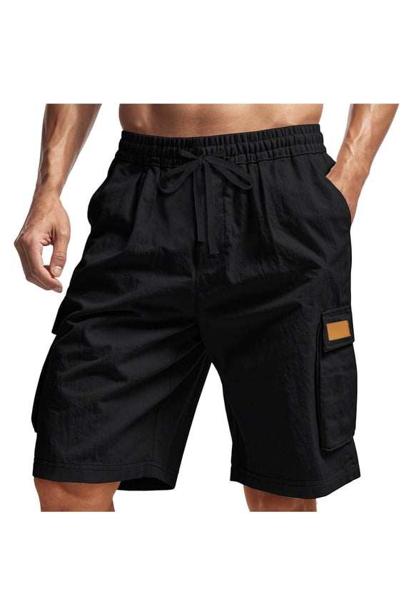Men's Cargo Shorts Elastic Waist Breathable Comfy Bermuda Shorts with Pockets Outdoor Casual Fishing Hiking Shorts