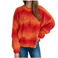 thumbnail image 1 of JYnXIANTI Oversized Sweaters for Women Casual Gradation Long Sleeve Crewneck Pullover Crochet Knit Hollow out Tops Fall Winter Outfit, 1 of 7