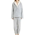 thumbnail image 1 of JYnXIANTI Pajama Sets for Women Plush Fleece Long Sleeve Collared Pullover Pants Lounge Set Shaggy Cozy Sleepwear 2 Piece Outfits, 1 of 7