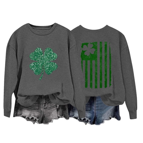 JYnXIANTI St Patrick's Shirts for Womens Crew Neck Long Sleeve Tops Casual Graphic T Shirts Cute Tees for Saint Patricks Day