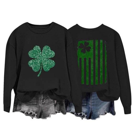 JYnXIANTI St Patrick's Shirts for Womens Crew Neck Long Sleeve Tops Casual Graphic T Shirts Cute Tees for Saint Patricks Day