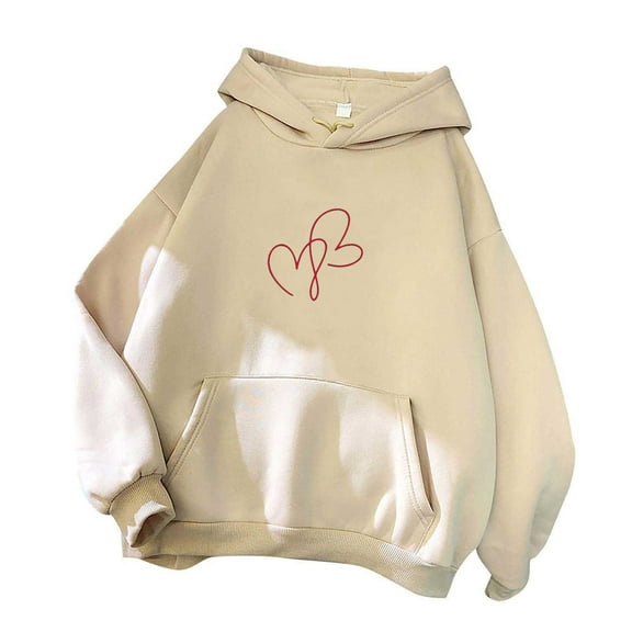 JYnXIANTI Sweatshirt for Women Lightweight Heart Print Long Sleeve Tops Casual Soft Hoodies Pullover Fall Winter Clothing