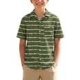 thumbnail image 1 of JYnXIANTI Toddler Baby Boys Summer Outfit Button Down Shirts with Pocket Unisex Short Sleeve Striped Lapel Tops Children Clothes, 1 of 7