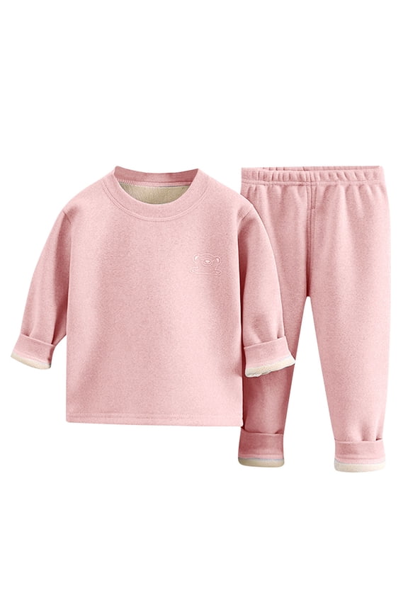 Toddler Thermal Underwear Sets Base Layer Winter Warm Boys Girls Long Sleeve Tops and Pants Fleece Lined 2 Piece Outfit