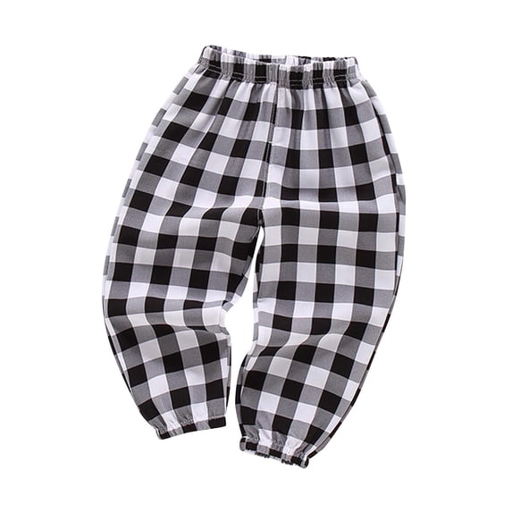 JYnXIANTI Unisex Kids Plaid Pants Lightweight Printed Breathable Lantern Pants Loose Fit Elastic Waisted Spring Fall Harem Pants