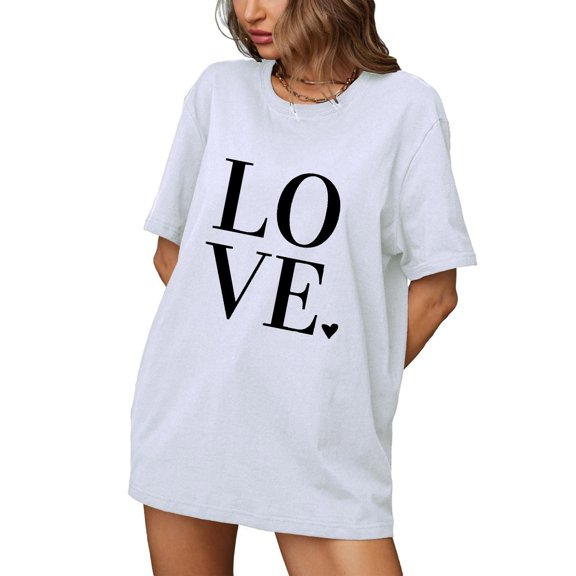 JYnXIANTI Valentines T-Shirt for Women Comfy Cotton Cute Grarphic Tops Casual Short Sleeve Crewneck Shirts Spring Summer Outfits