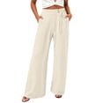 thumbnail image 1 of JYnXIANTI Wide Leg Pants for Women Loose Flowy High Waist Pants Breathable Beach Trousers Travel Outfit with Pockets(White,X-Large), 1 of 7