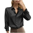 thumbnail image 1 of JYnXIANTI Women Satin Silk Shirt Button Down Long Sleeve Lapel Tops Dressy Business Casual Work Shirts Office Outfits, 1 of 5