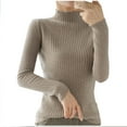 thumbnail image 1 of JYnXIANTI Women Sweaters Long Sleeve Ribbed Knit Basic Pullover Lightweight Solid Color Mock Neck Warm Tee Tops, 1 of 4