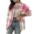 thumbnail image 1 of JYnXIANTI Women's Casual Plaid Shacket Oversized Long Sleeve Button down Shirt Jacket Fall Warm Coats with Pockets, 1 of 4