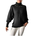 thumbnail image 1 of JYnXIANTI Women's Turtleneck Sweater Fall Winter Lantern Long Sleeve Knitted Pullover Tops Trendy Basic Clothing, 1 of 6