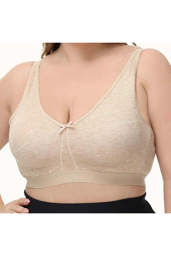 Women's Wireless Plus Size Bra Cotton Support Comfort Unlined Sleep Bra Cute Soft Full Coverage Seamless Bra
