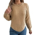 thumbnail image 1 of JYnXIANTI Womens Fall Outfit Lightweight Fashion Crew Neck Sweater Crochet Hollow out Knit Long Sleeve Clothes, 1 of 7
