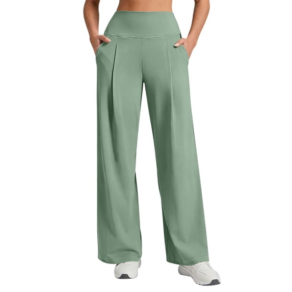 JYnXIANTI Womens High Waisted Pants Lightweight Pleated Front Pants Loose Athletic Running Trousers with Pockets for Women