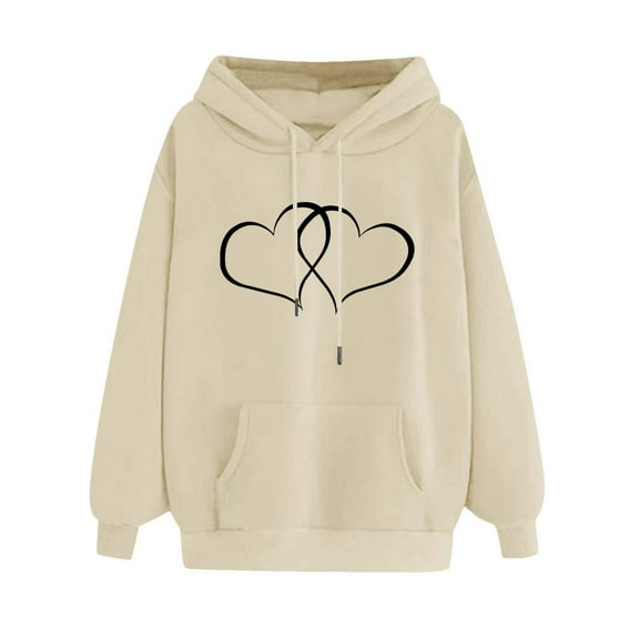 JYnXIANTI Womens Hoodies Cute Graphic Long Sleeve Drawstring Sweatshirt with Pocket Casual Soft Pullover Tops Winter Clothes