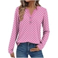 thumbnail image 1 of JYnXIANTI Womens Long Sleeve Tops Lightweight V Neck Printed Henley Shirts Casual Loose Fit Tee T-Shirts Fall Fashion Clothes, 1 of 5