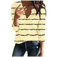 thumbnail image 1 of JYnXIANTI Womens Long Sleeve Tops Lightweight V Neck Striped Casual T Shirts Knit Loose Tee Fall Fashion Clothes Outfits, 1 of 4