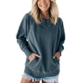 thumbnail image 1 of JYnXIANTI Womens Oversized Sweatshirts Crewneck Long Sleeve Tops with Pocket Lightweight Vintage Pullover Fall Fashion Clothes, 1 of 5