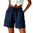 thumbnail image 1 of JYnXIANTI Womens Shorts Lightweight Elastic Waist Cargo Shorts Loose Hiking Work Shorts Summer Fishing Travel Clothes, 1 of 6
