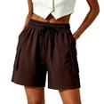 thumbnail image 1 of JYnXIANTI Womens Shorts Lightweight Elastic Waist Cargo Shorts Loose Hiking Work Shorts Summer Fishing Travel Clothes, 1 of 6