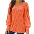 thumbnail image 1 of JYnXIANTI Womens Tops Square Neck Ribbed Knit Tunic Sweaters Long Lantern Sleeve Loose Comfortable T Shirt Trendy Outfits, 1 of 5