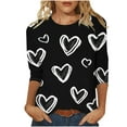 thumbnail image 1 of JYnXIANTI Womens Valentines Shirts 3/4 Sleeve Heart Graphic Tops Round Neck T-Shirt Casual Comfy Outfit Winter Clothes, 1 of 5