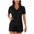 thumbnail image 1 of JYnXIANTI Womens Workout Sets 2 Piece Outfits V Neck Tops with Shorts Sets Athletic Sweatsuit Comfy Summer Activewear, 1 of 6