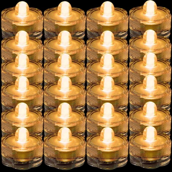 JYtrend 24 pieces Submersible Waterproof Led Tea Lights, Amber