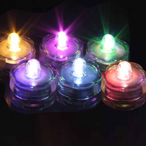 JYtrend Bright Submersible Tea Lights Floral Waterproof Led for Party Wedding, Changing Colors, 6 pieces