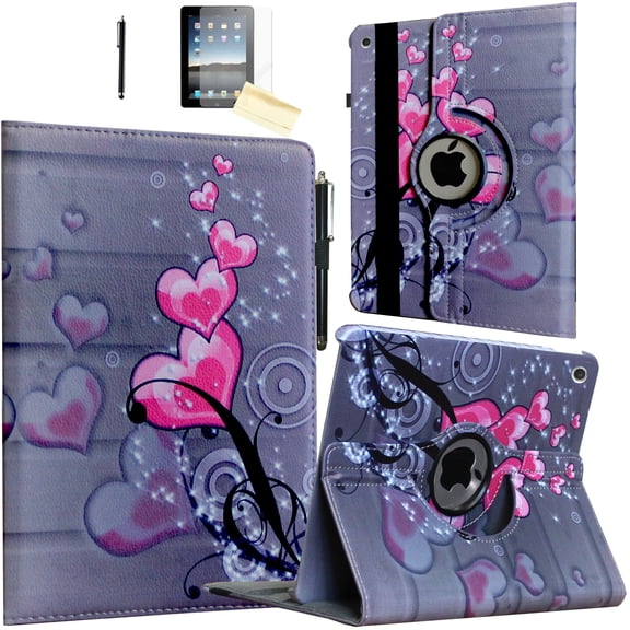 JYtrend Case for 2021 iPad 10.2 inch /iPad 9th generation, Rotating Stand Smart Magnetic Auto Wake up/Sleep Cover for Model A2602 A2603 A2604 A2605 MK2K3LL MK2N3LL/A MK663LL/A MK693LL/A (Heart Flower)