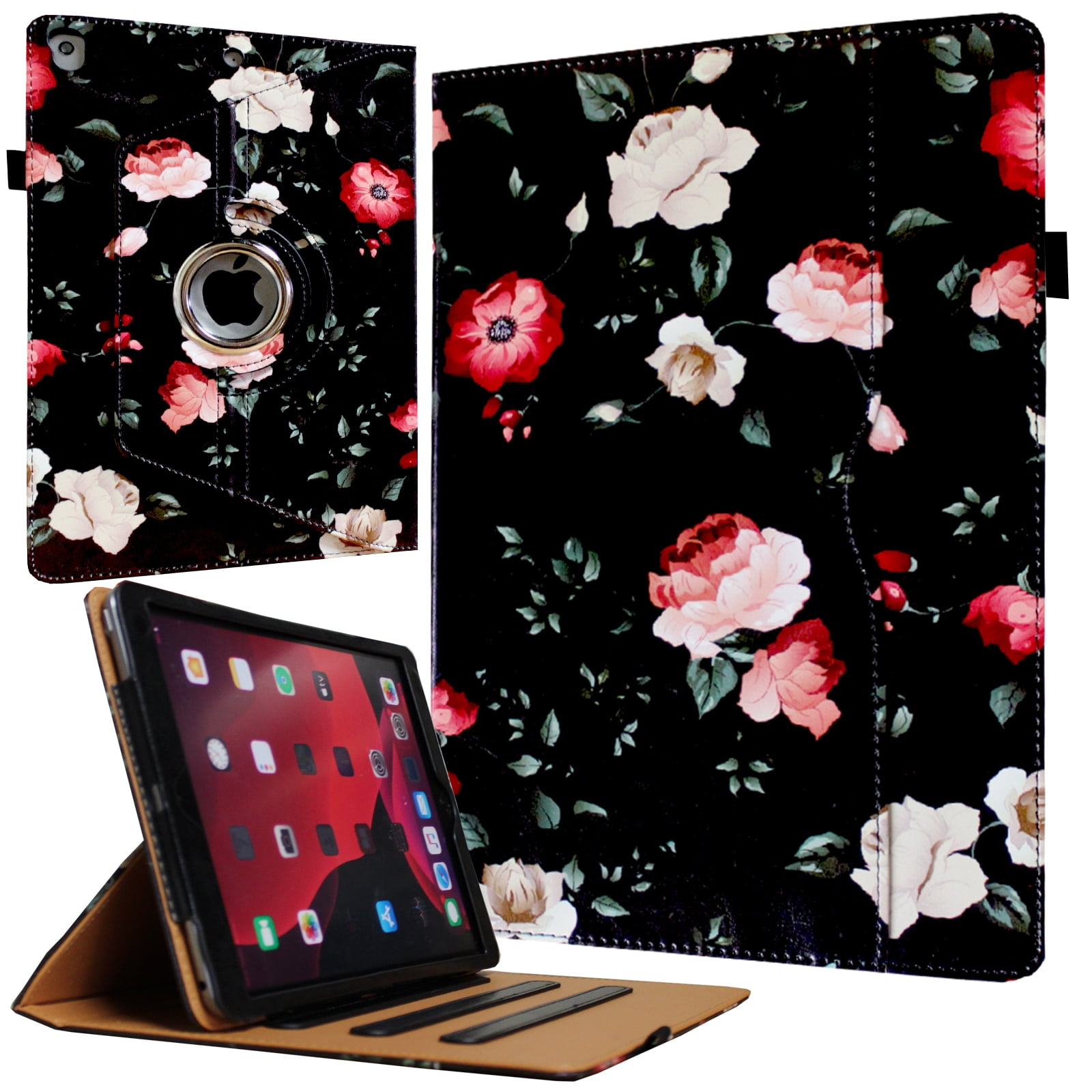 Lalumix For IPad Air 13 Inch Case Black, For IPad Air M3/M2 13 Inch Case 2025/2024 Pencil Holder/Hand Strap/Pocket/Anti-Skid Stripes, Auto Wake/Sleep, Colorful Butterfly