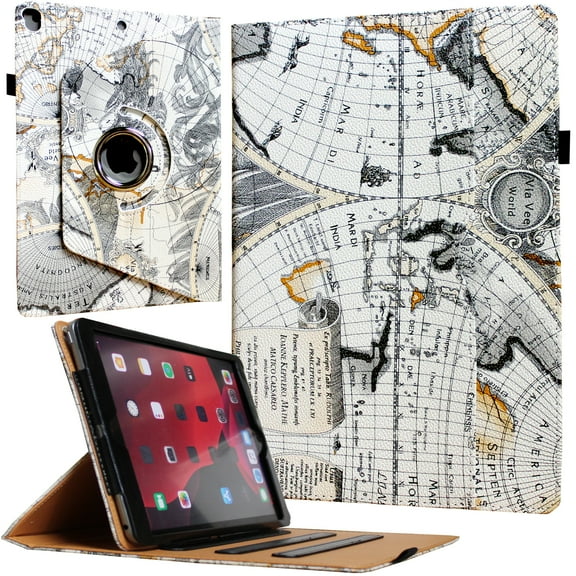 JYtrend Case Rotating Cover for iPad Air 3 / Pro 10.5 with Pocket (Map)