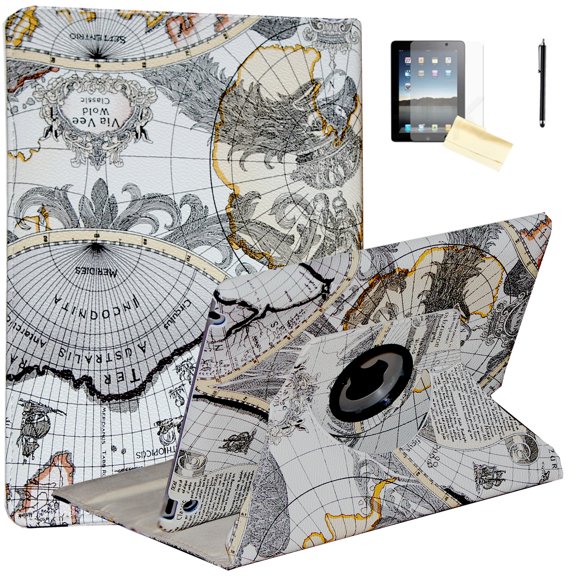 JYtrend Case Rotating Cover for iPad Mini 5 (2019) /Mini 4 (2015) (Map)