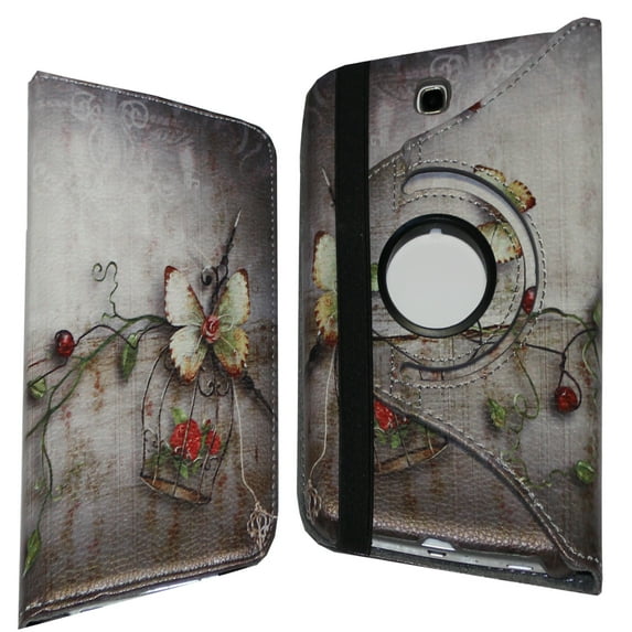 JYtrend Case for Samsung Galaxy Tab 3 7.0, Rotating Stand Cover for Galaxy Tab 3 7-inch SM-T210 T210R SM-T211 SM-T215 SM-T217 T217A T217S T217T SM-T2105 GT-P3220 GT-P3210 GT-P3200 (Butterfly)