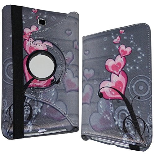 jytrend case for samsung galaxy tab 4 7.0, 360 rotating stand cover for galaxy tab 4 7-inch sm-t230 sm-t231 sm-t235 sm-t230n sm-t231n sm-t235n (heart flower)