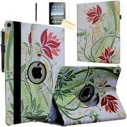 JYtrend Rotating Smart Cover Magnetic Stand Tablet Case for iPad A16 11" 2025, iPad 10th Gen 10.9 in, Green Flower, New