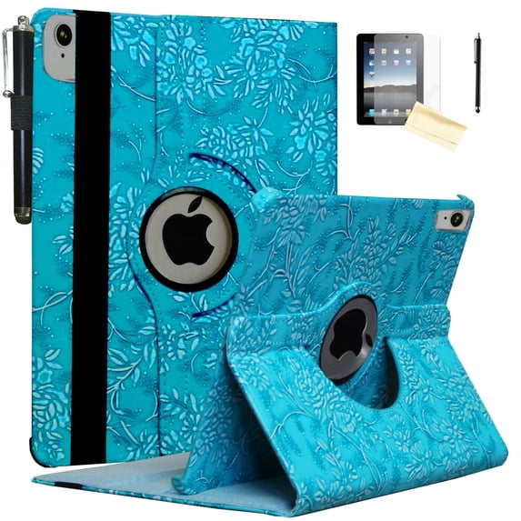 JYtrend Case for iPad Pro M5 11" 2025 / Pro M4 11-Inch 2024, Rotating Stand Smart Cover for A3357 A3361 A3362 A2836 A2837 A3006 (Embossed Flower)