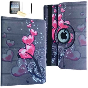 JYtrend Case for iPad Mini 1/Mini 2/Mini 3 A1432 A1454 A1455 A1489 A1490 A1491 A1599 A1600 A1601 Rotating Stand Smart Cover Magnetic Auto Wake Up/Sleep (Heart Flower)
