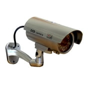 JYtrend Outdoor Dummy Fake Security Camera with Inflared LEDs Blinking Light, Silver