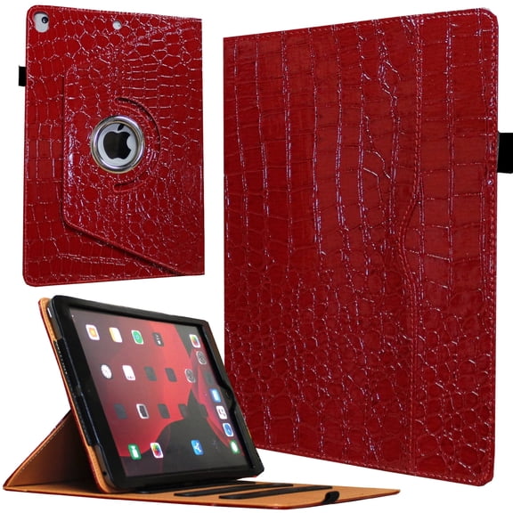 JYtrend Rotating Case for iPad 10.2 8th 7th Generation Cover with Pocket, Crocodile