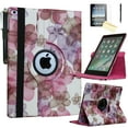 thumbnail image 1 of JYtrend Smart Case for iPad 5th / 6th Generation with Pencil Holder, Rotating Stand Magnetic Auto Wake Up/Sleep Cover for 2017 / 2018 iPad 9.7 Model A1893 A1954 A1822 A1823 (Pink Flower), 1 of 8