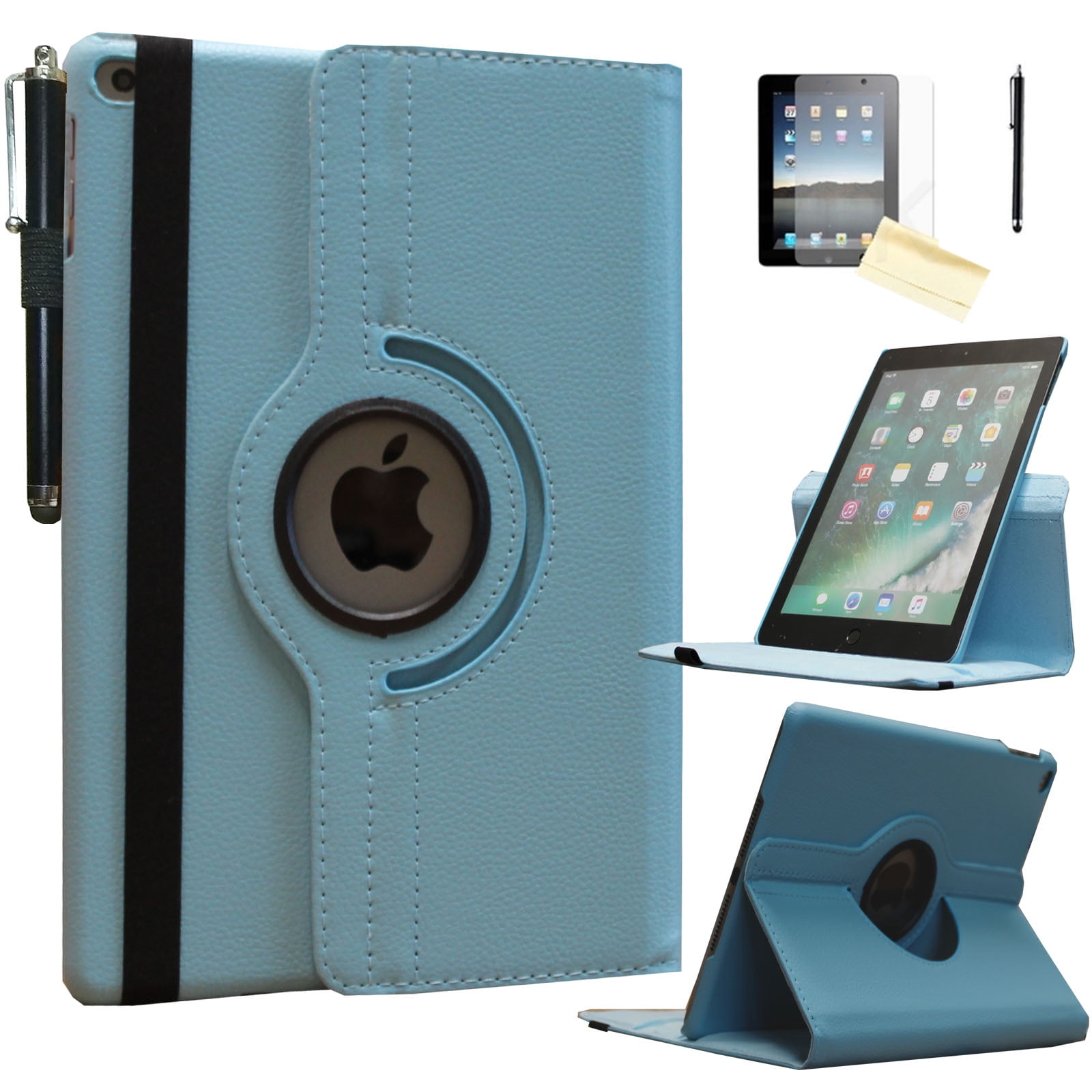 JYtrend Smart Case for iPad 5th / 6th Generation with Pencil Holder, Rotating Stand Magnetic Auto Wake Up/Sleep Cover for 2017 / 2018 iPad 9.7 Model A1893 A1954 A1822 A1823 (Blue)