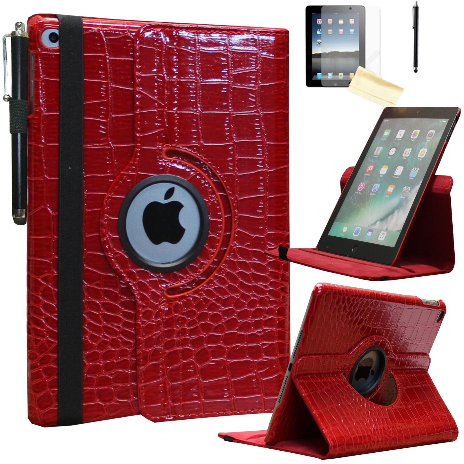 JYtrend Smart Case for iPad Air 1st / Air 2nd Generation (9.7 IN) with Pencil Holder, Rotating Stand Magnetic Auto Wake Up/Sleep Cover for iPad Air 1/Air 2 A1474 A1475 A1476 A1566 A1567 (Crocodile)
