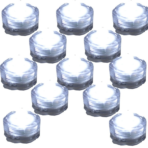JYtrend Submersible Led Tea Lights Floral Waterproof for Wedding Centerpieces Party (12 Pieces, White)