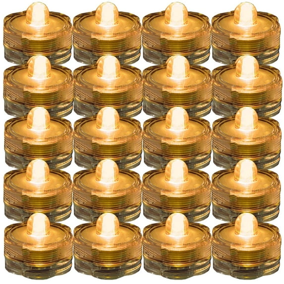 JYtrend Super Bright LED Floral Tea Light Vase Submersible Lights for Party Wedding (Amber, 20 Pack)