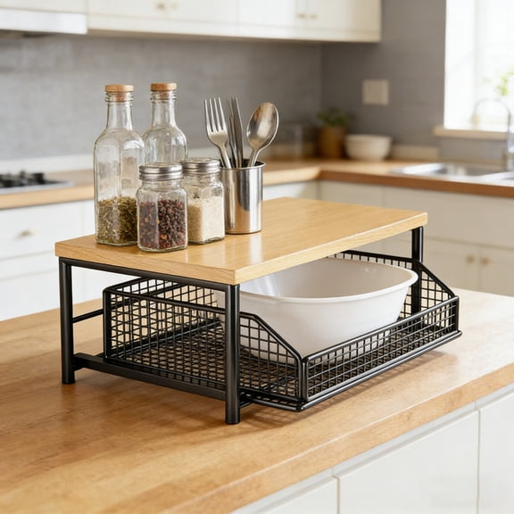 JYuncloud Large Stackable Slide-Out Drawer Organizer, Matte Black