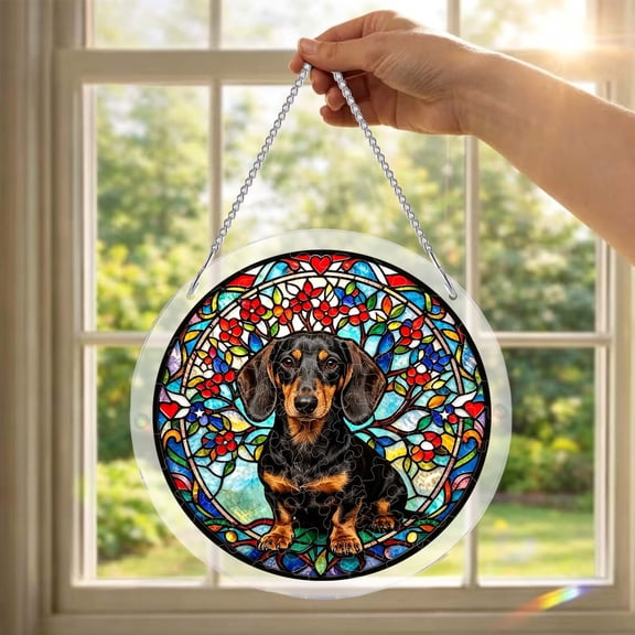JZCHUNTOY 1 Pack Acrylic Patchwork Sun Catcher, 7.48 Inch Hanging Light Catcher, Colorful Window Hanging Ornament, Prismatic Rainbow Maker for Window, Balcony, Garden and Porch