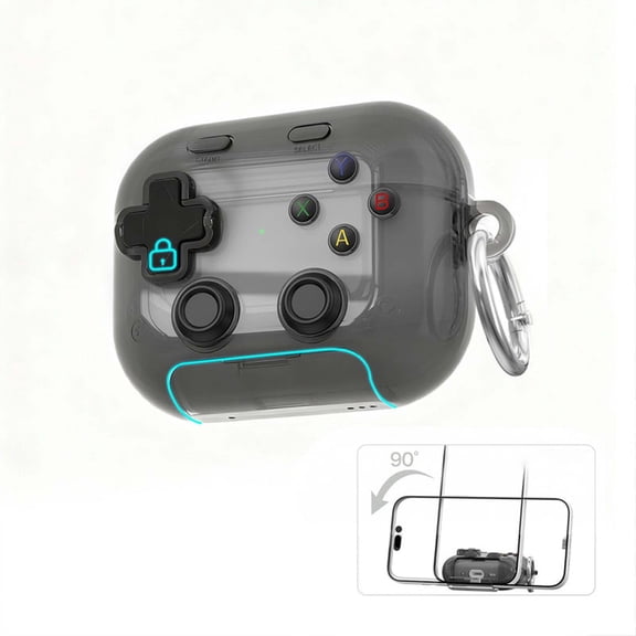 JZCHUNTOY 1 Piece Earphone Case, Transparent TPU Protective Cover for AirPods 4, Scratch Resistant Shockproof Case with Phone Holder and Stress Relief Toy Function, for Daily Use