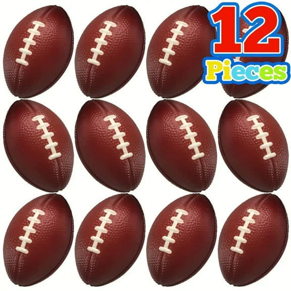 JZCHUNTOY 12 - Pack 9cm Sponge PU Foam Balls  Elastic Stress - Relief Grip Balls, Coffee - Style American & British Football - Shaped Squeeze Toys for Venting